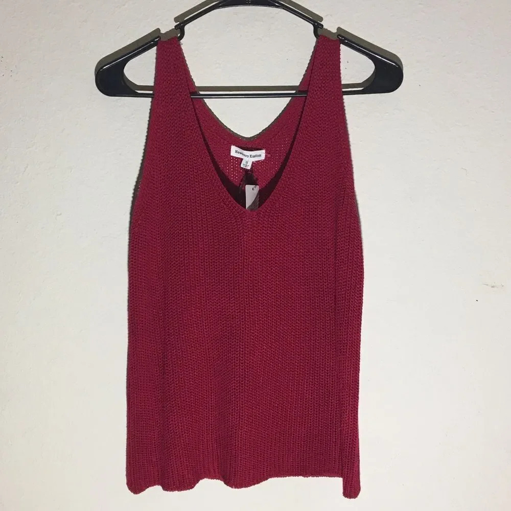 Womens Newbury Kustom NWT Red Knit Tank Top Lightweight Summer Spring Size Small